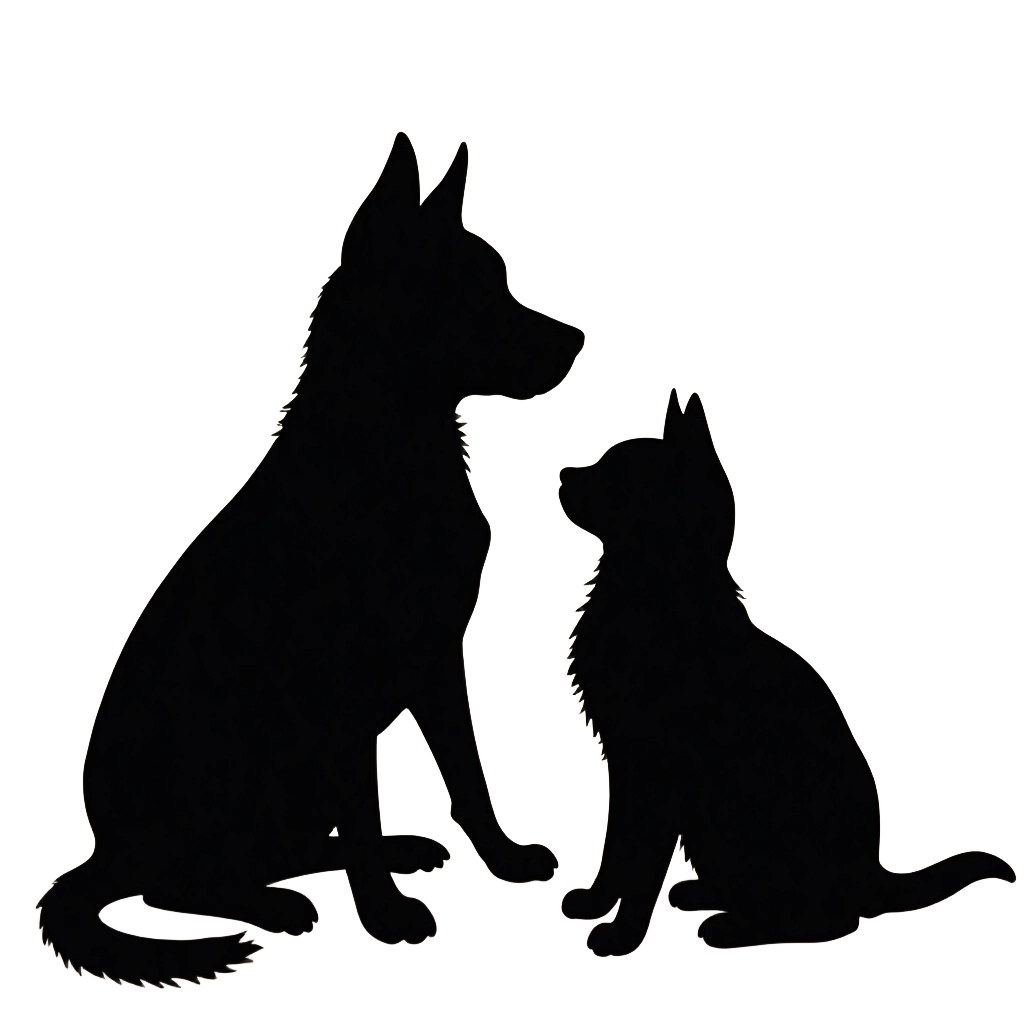 Silhouette of a Dog and a Cat